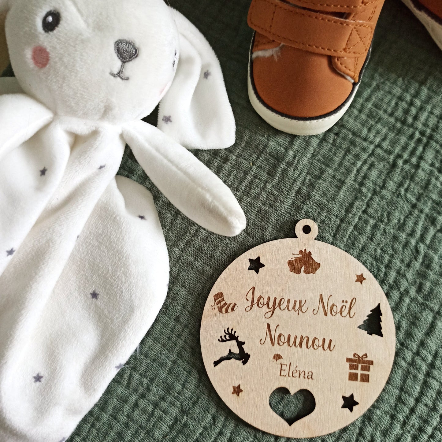 Boule Noël Personnalisée - Décoration Noël Bois