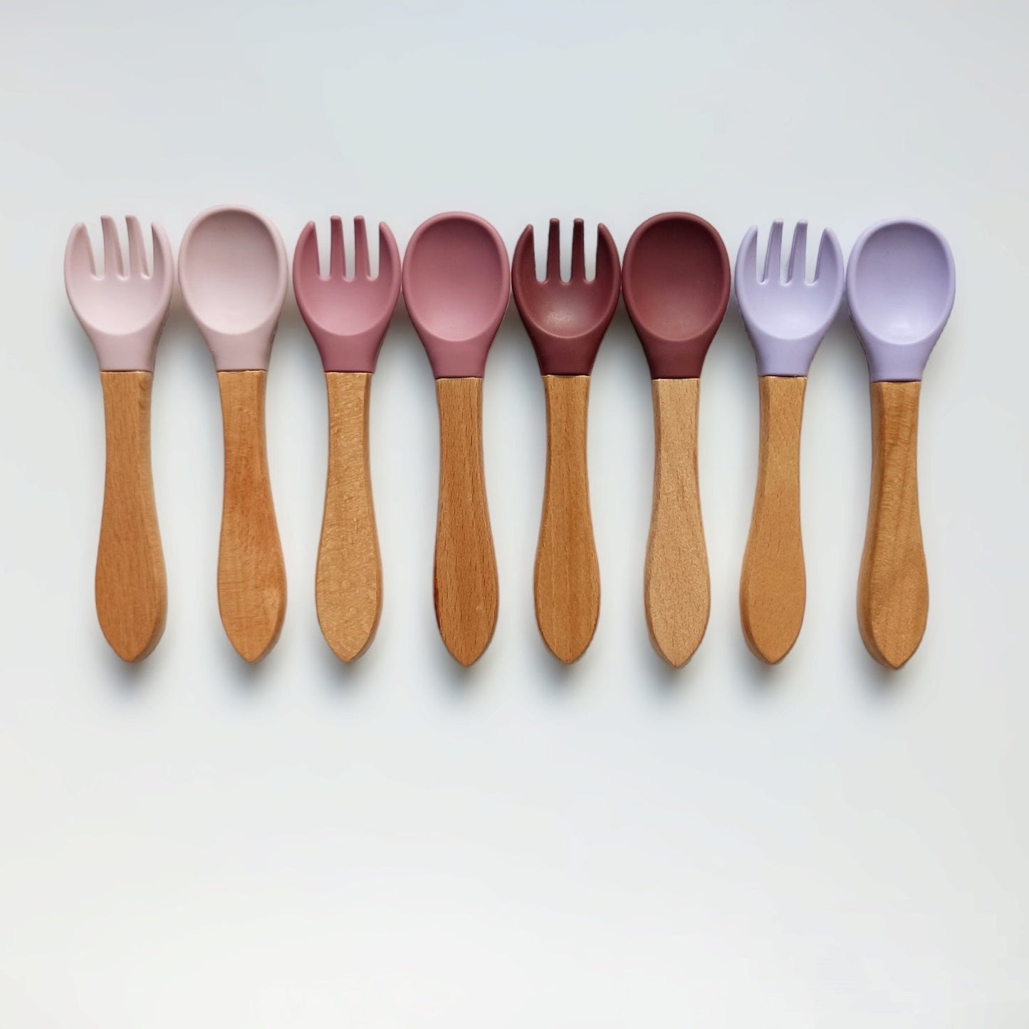 Couverts Bébé Silicone Bois
