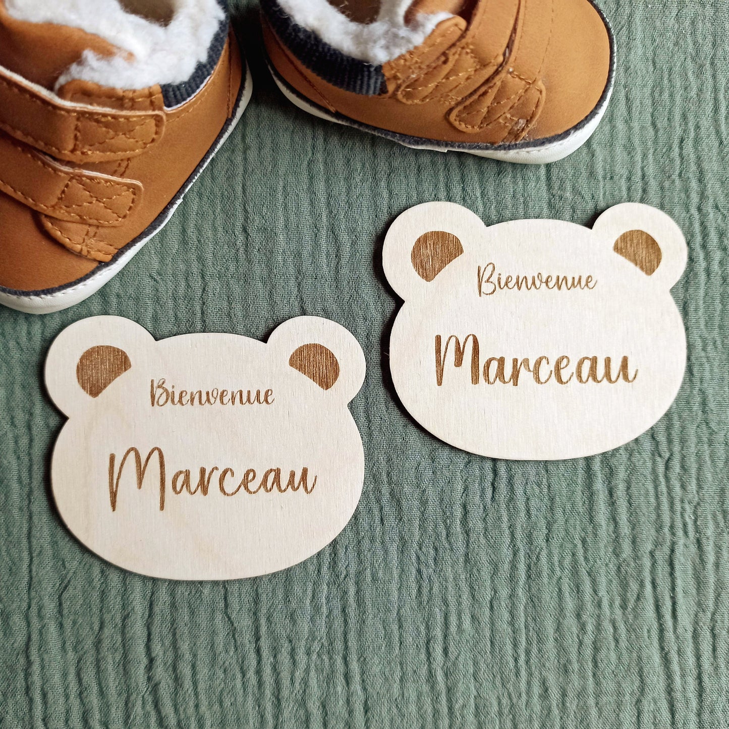 Carte Naissance Ourson Bois