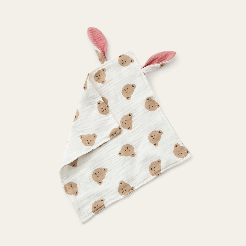 Doudou Lapin mousseline de coton lange Ourson