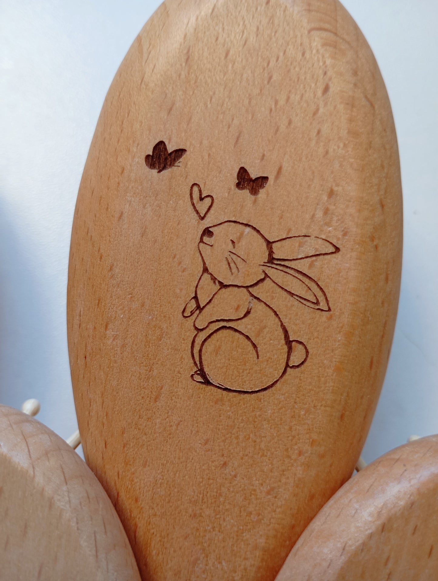 Brosse à cheveux picots en bois animal
