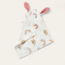 Doudou Lapin mousseline de coton lange Arc en ciel
