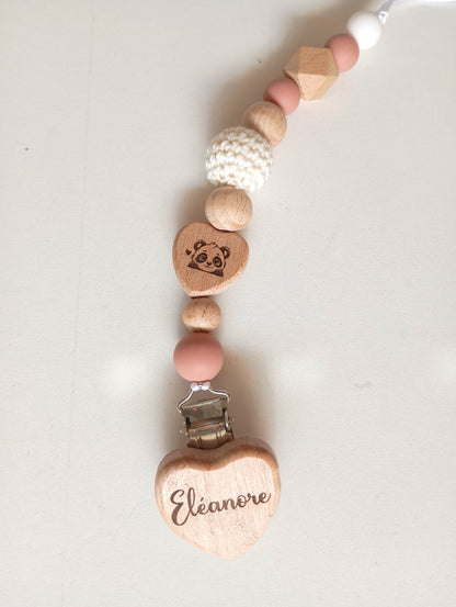 Attache tétine coeur personnalisé